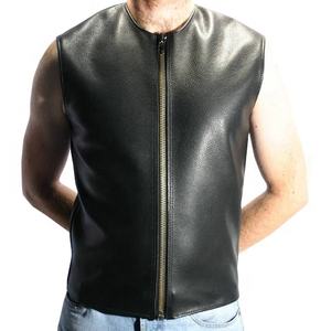 Gilet réversible en cuir satiné pour homme grande taille XL détachable et respirant avec logo poche produit fini durable - Product Image 1
