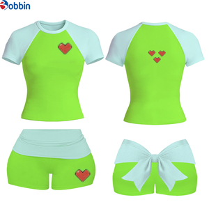 Conjuntos de Ropa de Verano para Mujer, Estilo Urbano, Deportivos, Informales, con Lazo, de Manga Corta, Diseño Moderno y Popular - Product Image 5
