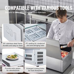 Frigorifero da banco per insalate da 160W con 5 teglie da 1/3 e 4 teglie da 1/6 in acciaio inox 304 - Product Image 6