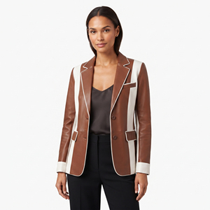 Women's High Fashion <b>Leather</b> <b>Blazer</b> Coat Female Long Sleeve <b>Leather</b> Ladies 100% PU <b>Leather</b> <b>Blazer</b> With Singlet Button - Product Image 6