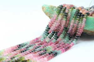 Cuentas redondas de 4mm de turmalina múltiple Natural de excelente calidad, piedras preciosas Rondelle lisas para la fabricación de joyas - Product Image 3