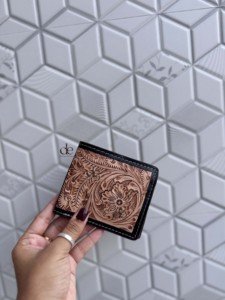 New Arrival Hand Tooled Leather <b>Wallet</b> Men's Long Zipper Multi Uses <b>Wallet</b> Hot Sale Fashion Brown Colour Cash Card <b>Holder</b> - Product Image 1