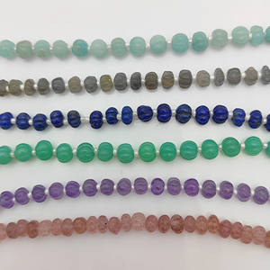 Perles de pierre de lune arc-en-ciel sculptées en forme de melon de 5 à 7 mm pour la fabrication de bijoux - Product Image 4