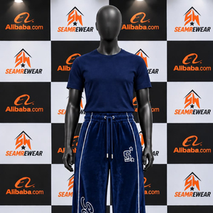 <b>White</b> <b>Men's</b> Wide Leg <b>Pants</b> Elastic Waist Drawstring Casual Breathable Polyester Sport Trousers with Side Stripe and Logo - Product Image 3