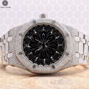 Montre de luxe pour homme Charm Jewells en acier inoxydable avec accent diamant, mouvement mécanique analogique, boîtier carré de 40 mm, verre saphir - Product Image 4