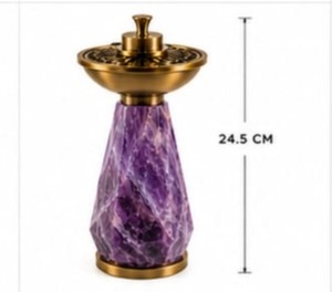 Quemador de Incienso de Metal Dorado de Lujo con Cristales Morados, Quemador de Bakhoor, Porta Incienso Oud, Quemador de Fragancias Árabes, Decoración para el Hogar - Product Image 2