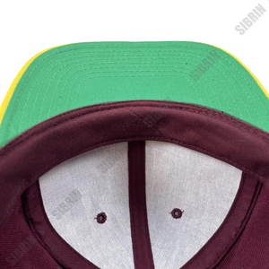 SIBRIN Custom Logo Unisex 6-Panel Baseball Cap Maroon Yellow Color Cotton Twill Fabric Premium Baseball <b>Hat</b> <b>Flat</b> Brim Snapback - Product Image 4
