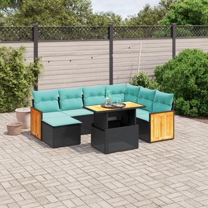 Ensemble de canapés de patio en polyrotin noir, 8 pièces, avec coussins, ensembles de jardin - Product Image 1