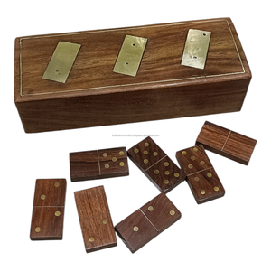 Jeu de dominos en bois coloré moderne et écologique, personnalisable en gros, double six avec boîte en bois colorée, 28 pièces - Product Image 1