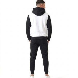 Survêtements de sport unisexes OEM coupe classique, tenue de jogging décontractée noire unie personnalisée, survêtement de sport respirant en molleton - Product Image 3