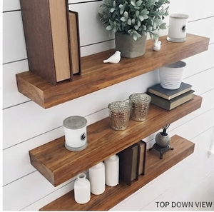 Minimalist Three-Layer Acacia Wood <b>Floating</b> <b>Shelves</b> Natural Finish <b>Wall</b> Mounted Storage <b>Shelves</b> Home Decor Rack - Product Image 3