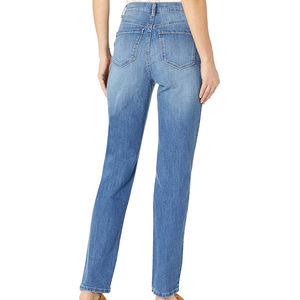 Jean en denim décontracté pour femme, coupe droite, taille haute, couleur unie, séchage rapide, respirant, haute qualité - Product Image 5