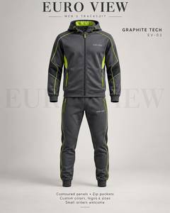 Ensemble de survêtement pour homme EURO VIEW, 100% coton, hiver, couleur contrastée, veste à col montant avec fermeture éclair, pantalon cargo, 2 pièces - Product Image 3