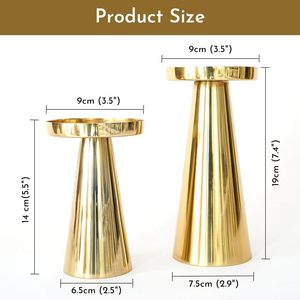 Handmade Gold Metal Tapered Candle <b>Holder</b> Set Modern <b>Brass</b> Pillar Candle Stand Decorative Table Centerpiece for Living Room Dini - Product Image 6