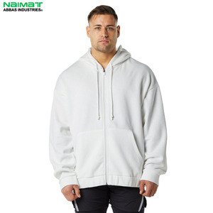 Sudadera con capucha y cremallera completa de doble costura reforzada para hombre, ropa de trabajo resistente, ropa exterior de forro polar activo. - Product Image 1