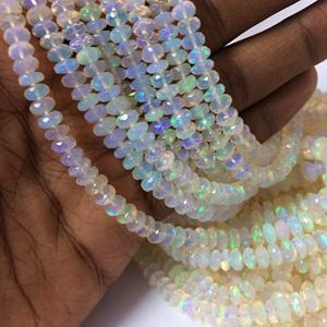 6mm 8mm naturel blanc éthiopien Welo opale pierre à facettes Rondelle perles de pierres précieuses brin au meilleur prix d'usine en gros en ligne - Product Image 2