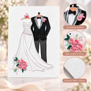 Carte de vœux élégante pour mariés, en quilling, vente en gros, faite à la main, artistique, carte cadeau de mariage, fabricant de papeterie - Product Image 4