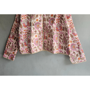 Floral Quilted Cotton Jacket for Women Reversible Printed <b>Cardigan</b> Boho Casual Outerwear for <b>Spring</b> Summer gift for her - Product Image 5