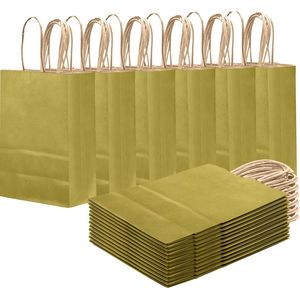 24 Sacchetti Regalo Verde Erba con Manici 21x15x8 cm, Sacchetti di Carta Monocolore per Feste e Regali - Product Image 3