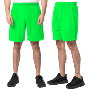 Shorts Bermuda pour homme, noirs unis, à séchage rapide, taille élastique, décontractés, en polyester tricoté, shorts de sport - Product Image 6