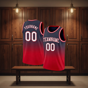 Maillot de basket-ball sublimé personnalisé, noir et rouge, sans manches, coupe athlétique, pour adulte - Product Image 2