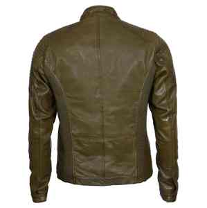 Veste en cuir d'agneau pour homme, style streetwear, col montant, imperméable et respirante, vente en gros - Product Image 2