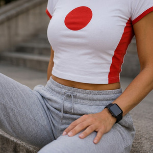เสื้อยืดผ้าโพลีเอสเตอร์ผ้าสแปนเด็กซ์กันหลุดลายธงประเทศสำหรับ Y2K - Product Image 5