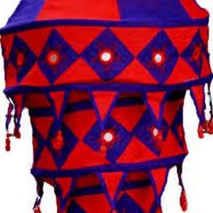 Multi Colours Hand Embroidery Big Size Cotton Lamp <b>Shades</b> for Home Decor Wholesale Supplier India RJ FABRIC EXPORTS - Product Image 6