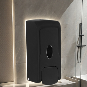 Bathroom Liquid Soap Dispenser 500ML Manual Control Wall-Mountable <b>Hands</b>-Free Commercial Use Dual Black ABS - Product Image 6