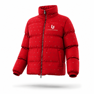 Custom Men's Red Puffer Jacket Winter Quilted <b>Bubble</b> <b>Coat</b> Lightweight Warm Insulated Zip-Up Jacket OEM ODM Wholesale Manufacture - Product Image 2