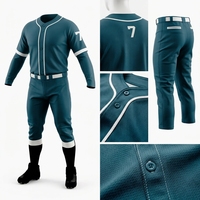 Ensemble d'uniformes de baseball personnalisés par sublimation pour hommes, vente en gros, maillots et pantalons de baseball vierges de haute qualité pour équipes adultes, 100 % polyester