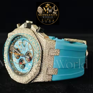 Montre-bracelet élégante en alliage de quartz avec boîtier carré, cadran de 42 mm, bracelet de 20 mm, aiguille en moissanite couleur D VVS1, montre de luxe de précision pour les soirées - Product Image 2
