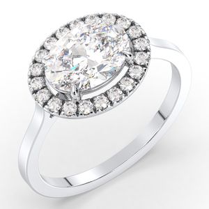 Anillo de compromiso REYES con diamante cultivado en laboratorio de corte oval exquisito de 1.2 quilates y halo en plata de ley 925 para mujer, joyería fina. - Product Image 2