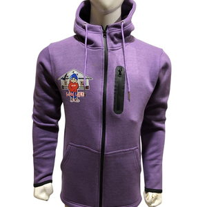 Sudadera con capucha de calle para hombre, con cremallera completa, transpirable, de secado rápido, forro polar grueso, con estampado gráfico y logotipo personalizado - Product Image 4