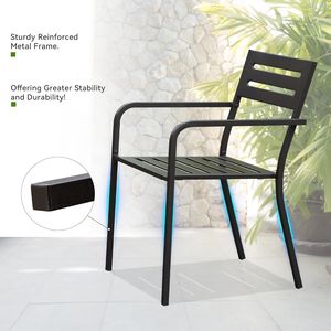 Set di 4 Sedie da Pranzo in Metallo Resistente per Patio, Sedie da Giardino Impilabili con Braccioli Ergonomici, Arredamento da Esterno - Product Image 4