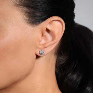 Boucles d'oreilles clous en or blanc massif 14 carats avec diamants de laboratoire taille rose 0,12 ct F/VS et diamants taille brillant rond 0,44 ct D/E-VVS/VS - Product Image 3