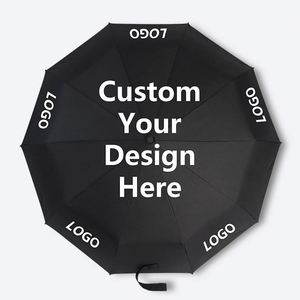 Parapluie LED pliable en 3 sections de bonne qualité, robuste et résistant, imperméable, protection UV, torche, design classique, polyester, ouverture automatique - Product Image 4