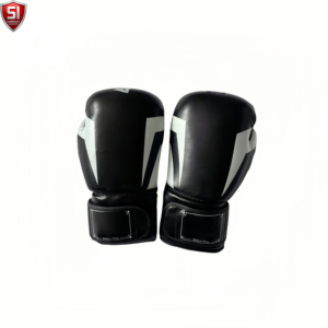 SUMROOS SI Boxing <b>Gloves</b> Black <b>Silver</b> Leather Adjustable Wrist Strap Durable Protective Comfortable Boxing Sets Lace-Up Design - Product Image 4