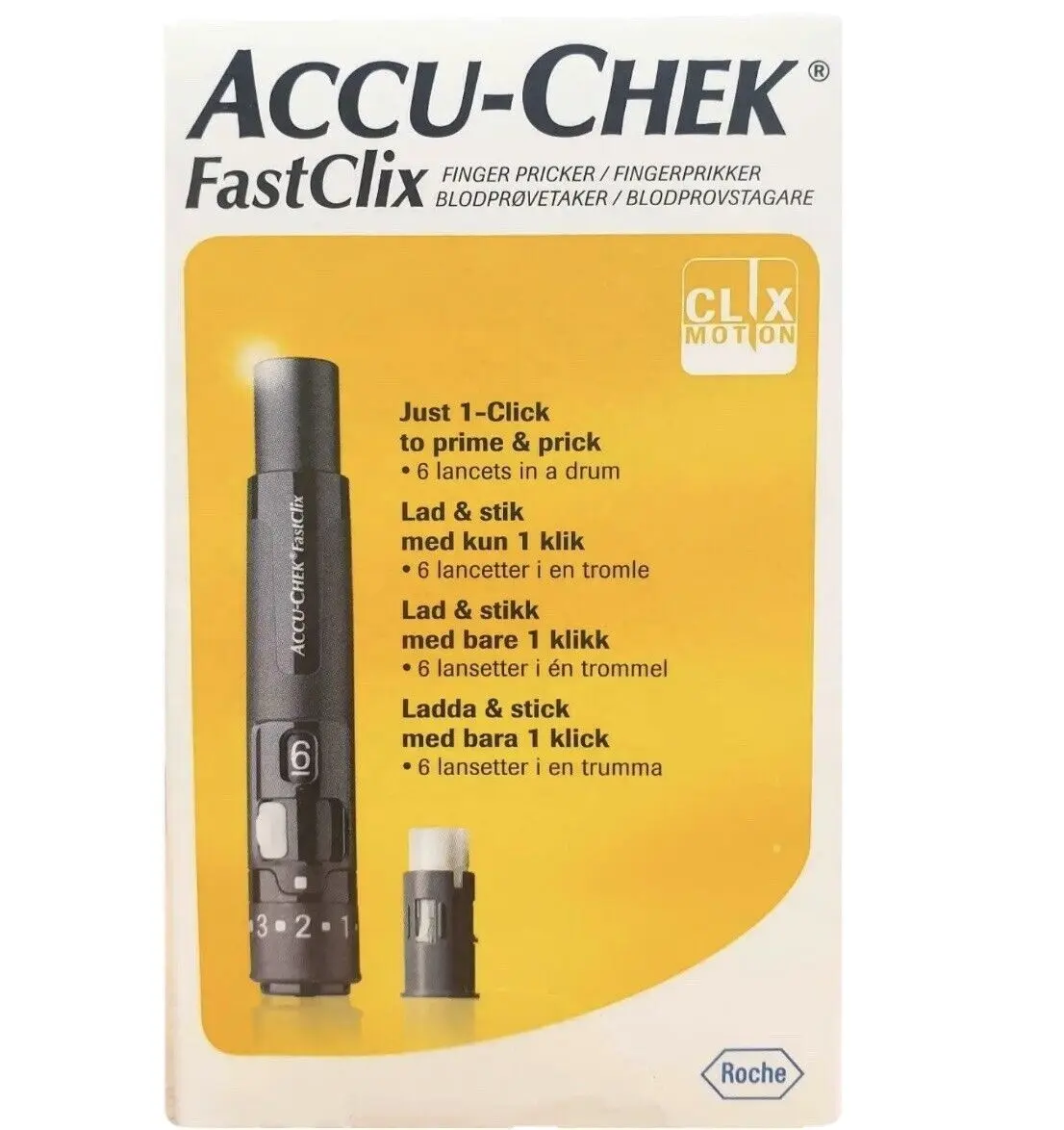 Accu-Chek Fastclix Pricker-Apparaat 6 Lancetten Bloedglucose-Prikapparaat Voor Diabeteszorg