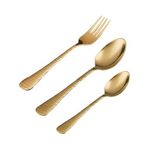 Fabulous <b>Gold</b> Plated <b>Serving</b> Fork Long Hammered Handle Salad Server <b>Spoon</b> with Hot Sale Premium Design Handle Salad Server - Product Image 1