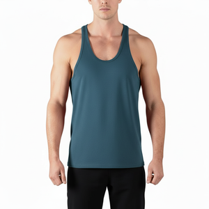 <b>Men's</b> Racerback Tank Top Solid Color Breathable Quick Dry Sporty Style Summer Training Wear <b>Men</b> <b>Singlet</b> - Product Image 2