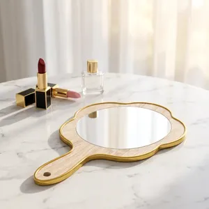 Handheld Wooden <b>Mirror</b> Natural Wood Handle <b>Makeup</b> Beauty <b>Mirror</b> Portable Personal Grooming <b>Mirror</b> for Home Salon Travel <b>Vanity</b> - Product Image 5
