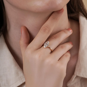 แหวนหมั้นเพชรทรงมาร์คีส์ เพชรเลี้ยงในห้องปฏิบัติการ ทองคำแท้ 18K สีเหลืองทอง ระดับความสะอาด VVS2 ได้รับการรับรองจาก IGI เครื่องประดับอัญมณีชั้นดีสำหรับเธอ - Product Image 3