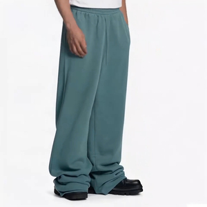 Pantalon de survêtement décontracté pour homme, coupe ample et large, avec cordon de serrage, style streetwear, en coton épais brodé - Product Image 1
