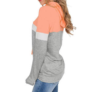 เสื้อฮู้ดผู้หญิงแบบสวมหัว ดีไซน์สีตัดต่อ แขนยาว พร้อมโลโก้  แบบซิป  มีตัวเลือกโลโก้แบบกำหนดเอง ทรงลำลอง - Product Image 2