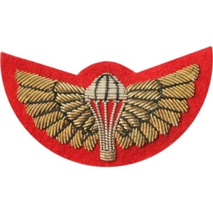 Gold Embroidered Wings <b>Patch</b> with Parachute Design <b>Sew</b>-<b>On</b> Nonwoven Felt Applique for Hat Blazer Cap - Product Image 1
