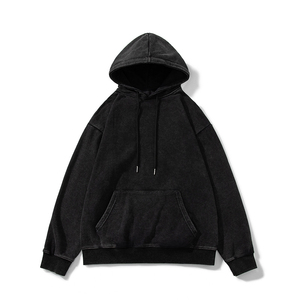 Sweat à capuche homme 100% coton, coupe oversize, effet délavé, avec logo personnalisé, manches longues, style streetwear. - Product Image 1