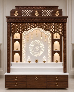 Nuevos diseños de templos de madera de estilo moderno, Mandir de madera de teca moderno para hogares contemporáneos, Fabricante de Mandirs de madera de lujo en el Reino Unido - Product Image 6