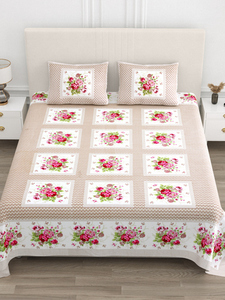 Parure de lit en coton 100% imprimée à la main motif floral à pois, tricotée, 3 pièces, anti-acariens et anti-statique pour la maison - Product Image 1