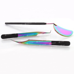 Pinzas de pestañas de acero inoxidable personalizadas profesionales al por mayor, todos los colores disponibles, puntas curvas puntiagudas para pestañas - Product Image 3